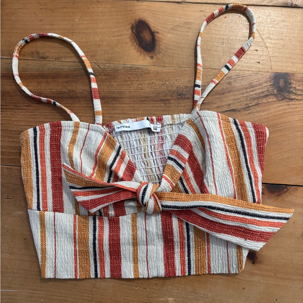 3/30$  Colorful Striped Crop Top with Bow (msg before buying)